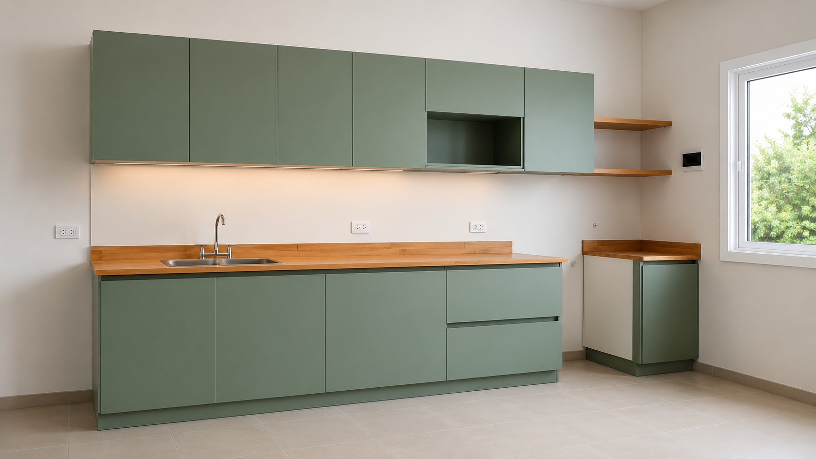 Cocina en tono jade